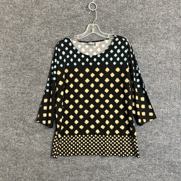 Chico's Womens Boho Artsy Blouse Size XL Stretch Cold Shoulder Multi Color - Picture 1 of 11